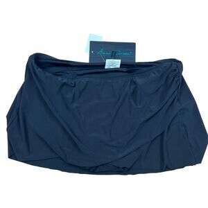 Aqua Green Women's Black Draped Front Swim Skirt - Size Large - NWT